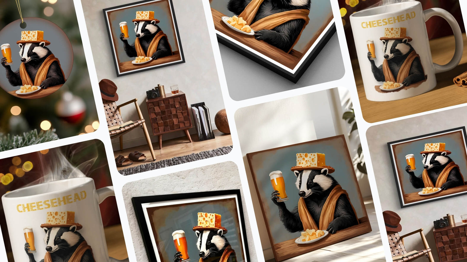 Wisconsin Badger Cheesehead Art Print: A Tribute to Local Pride