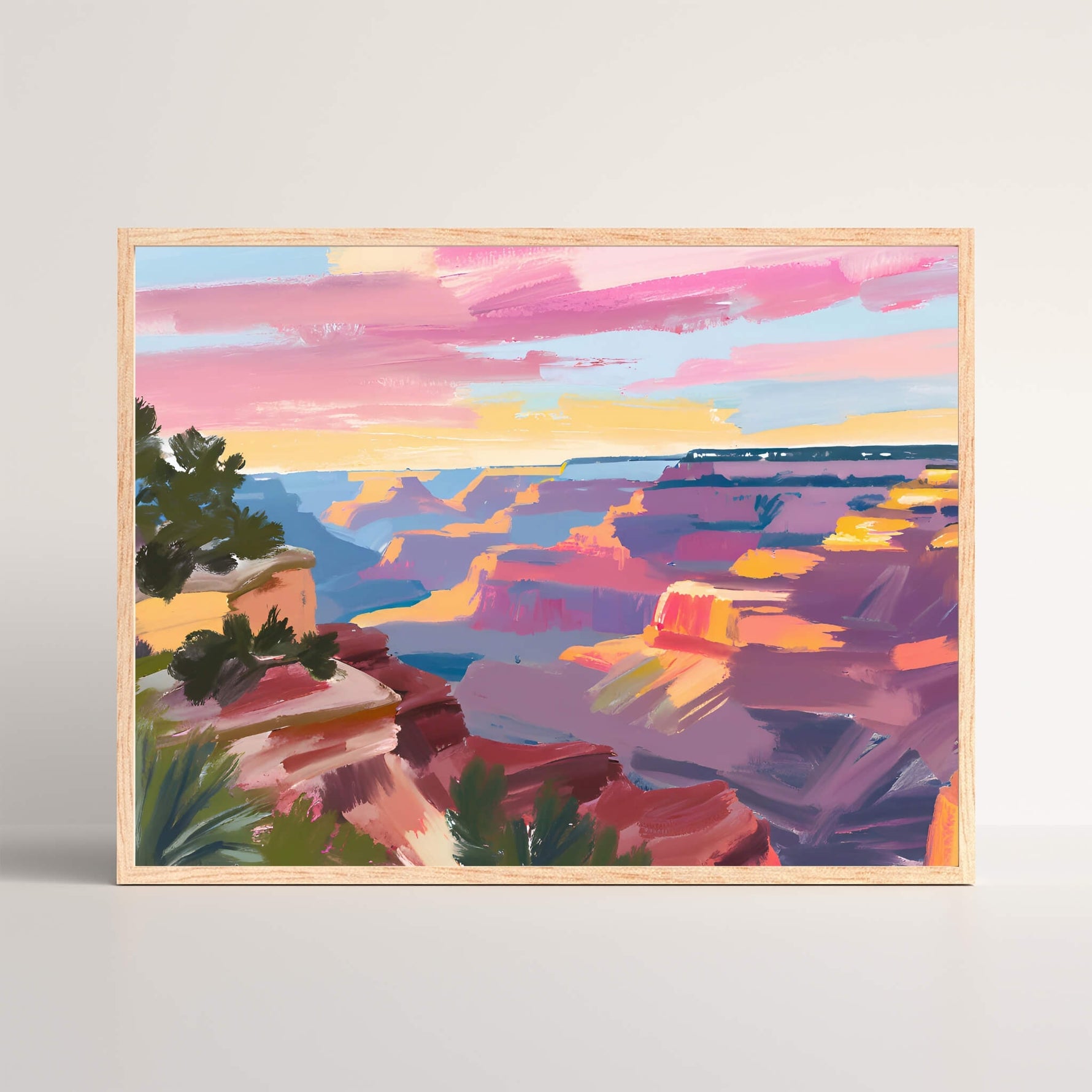 Framed art print of a landscape view of a painting of the Grand Canyon