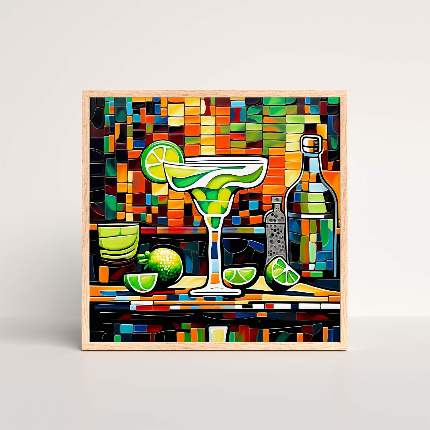 a mosaic framed art print of a colorful and vibrant margarita