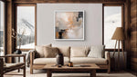 a living room filled with furniture and a painting on the wall