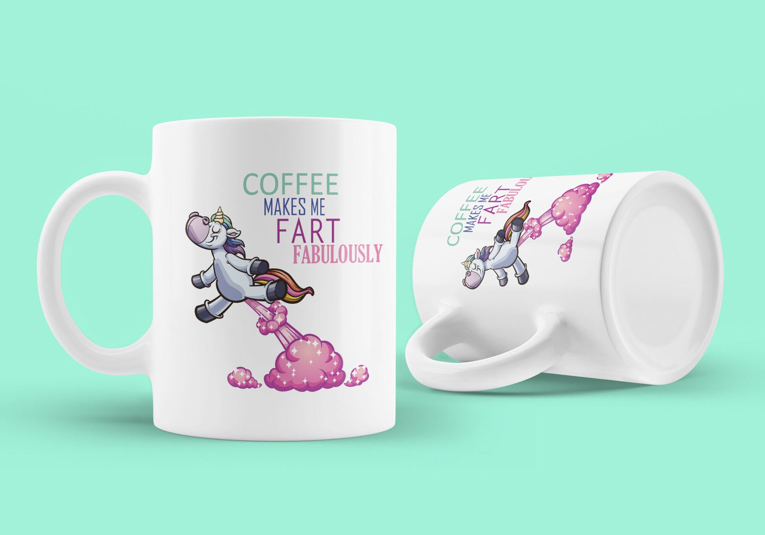 a coffee mug with a unicorn on it
